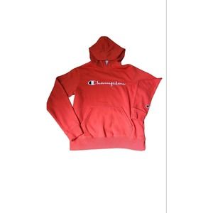 Champion Youth Boys Hooded Pullover Embroidered Sweatshirt Sweater Red Sz Large